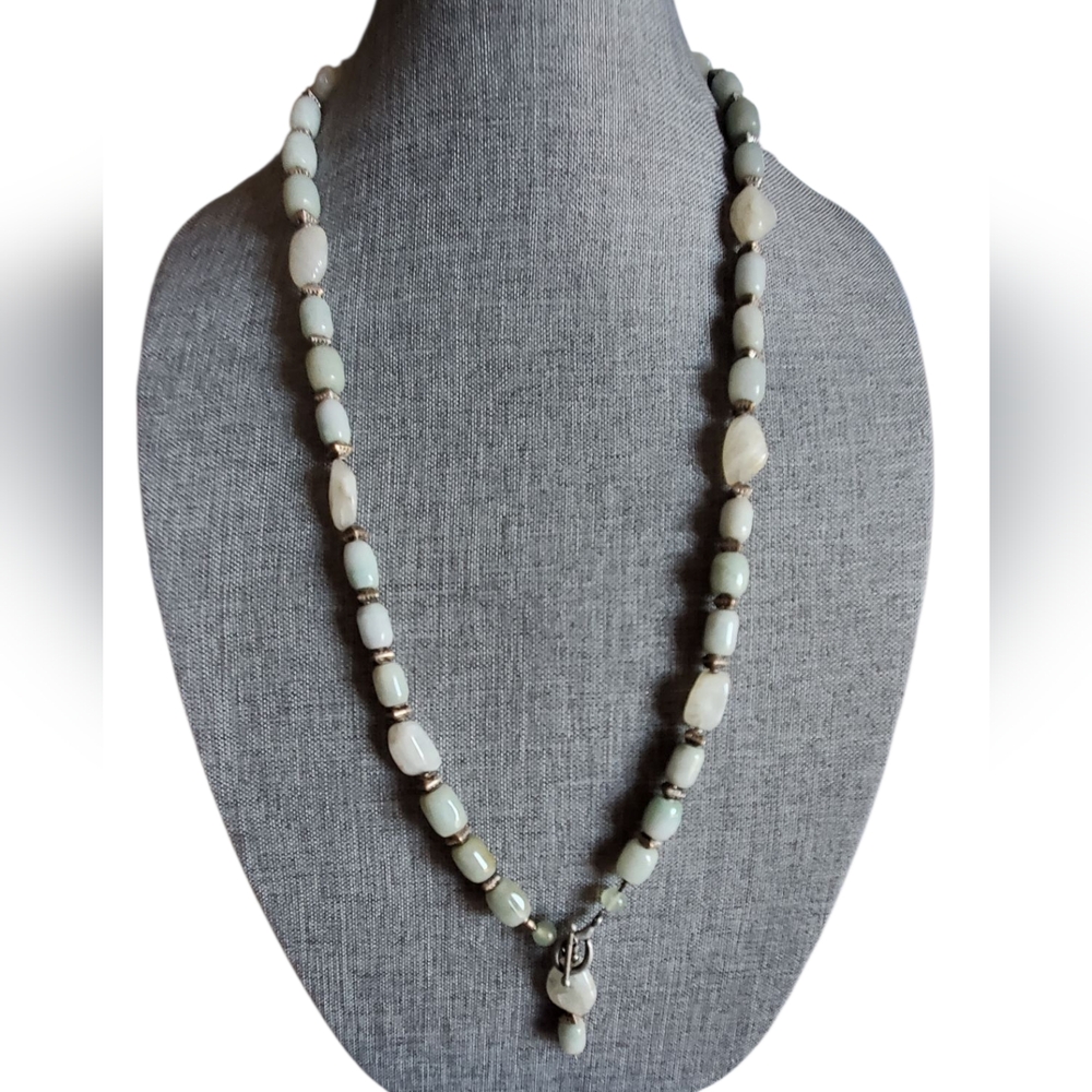 RARE Antique Amazonite & Sterling Silver Heavy Spacer,